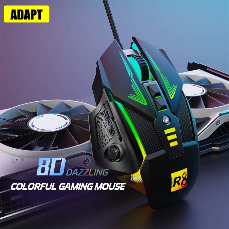ADAPT R8 8D Wired Ergonomic Optical Gaming Mouse 7200 DPI RGB ...