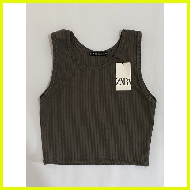 Zara Racerback Ribbed Tank Top (Neutral Colors) | Shopee Philippines
