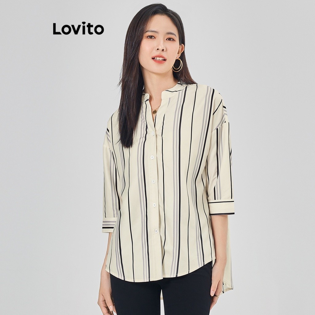 Lovito Women Button Front Blouses L68ED010 (MultiColor) Shopee
