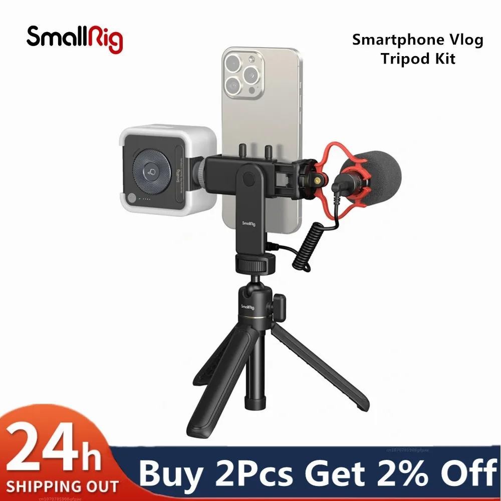 SmallRig Smartphone Vlog Tripod Kit with Phone Holder Microphone LED ...