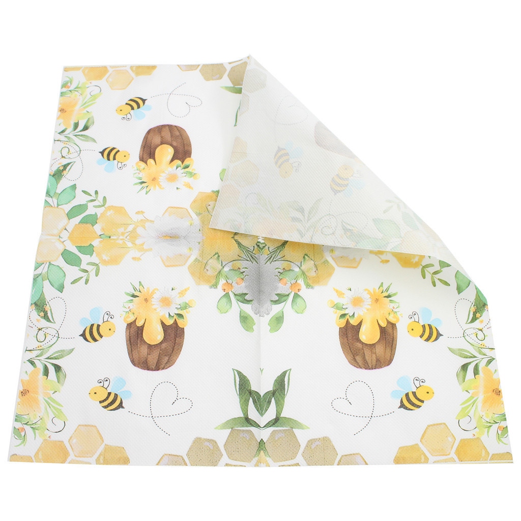 20PCS/PACK Spring Themed Party Bee Flower and Grass Printed Napkins ...