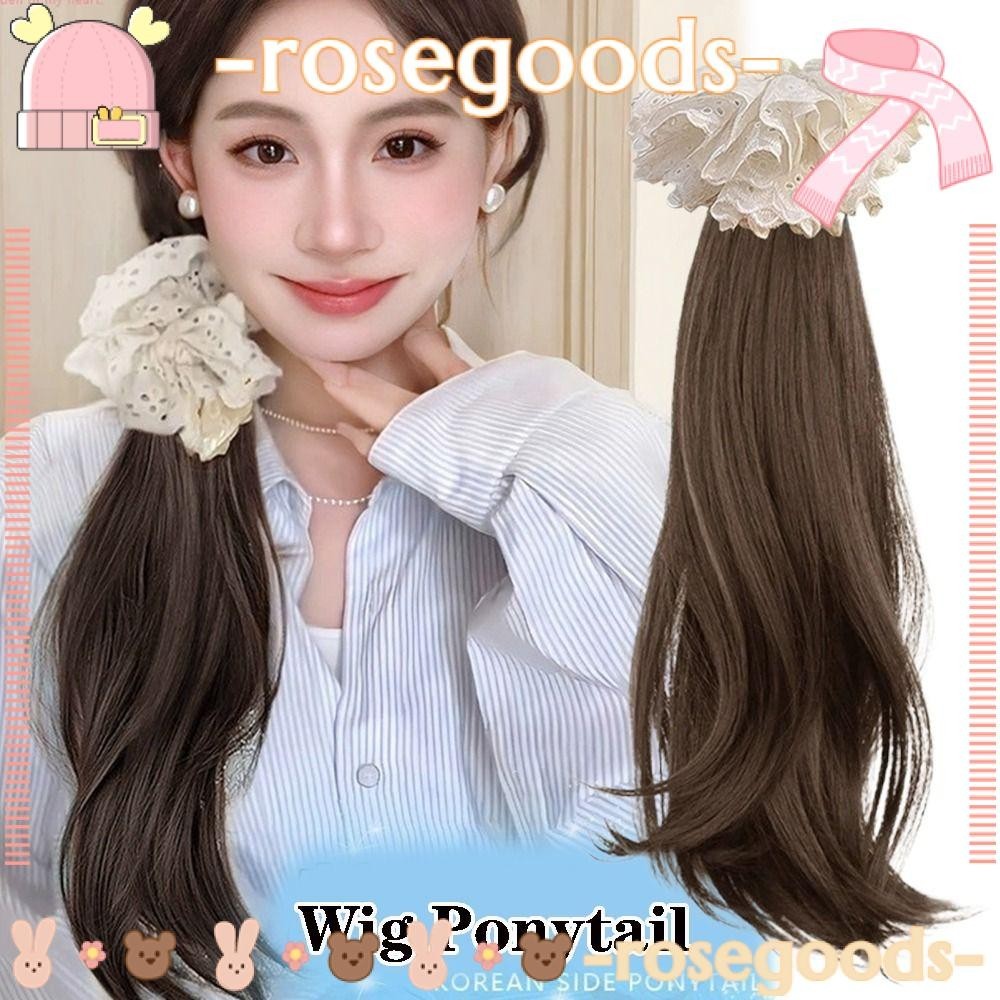 ROSE Flower Wig Ponytail, Flower Wig Clamping Style Long Curly, Braided ...