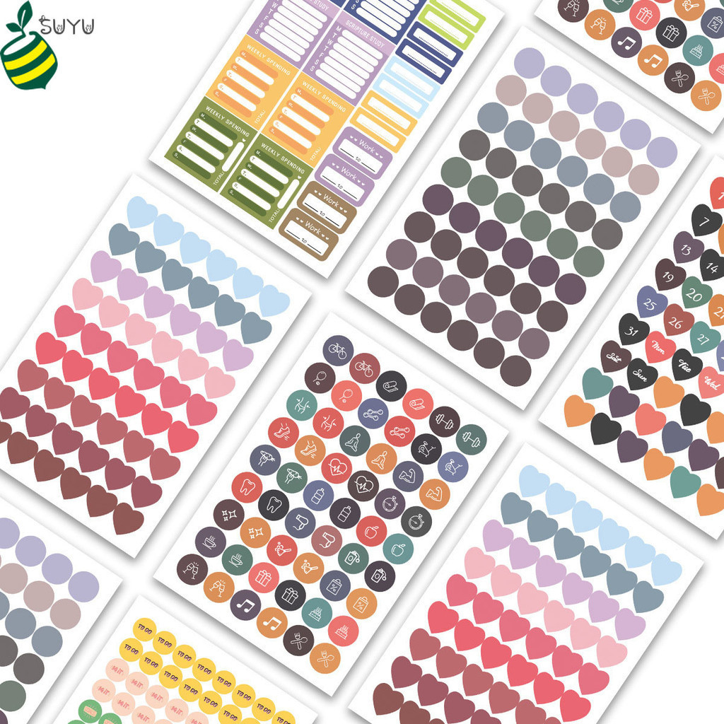 10 Sheets INS Morandi Color Label Stickers Notes color stickers ...