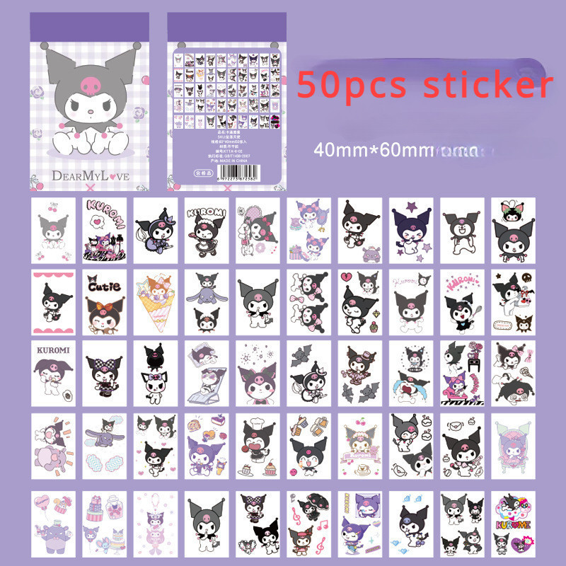 50pcs/Set Sanrio Sticker Box Kuromi Melody Hello Kitty Cinnamon Pom Pom ...