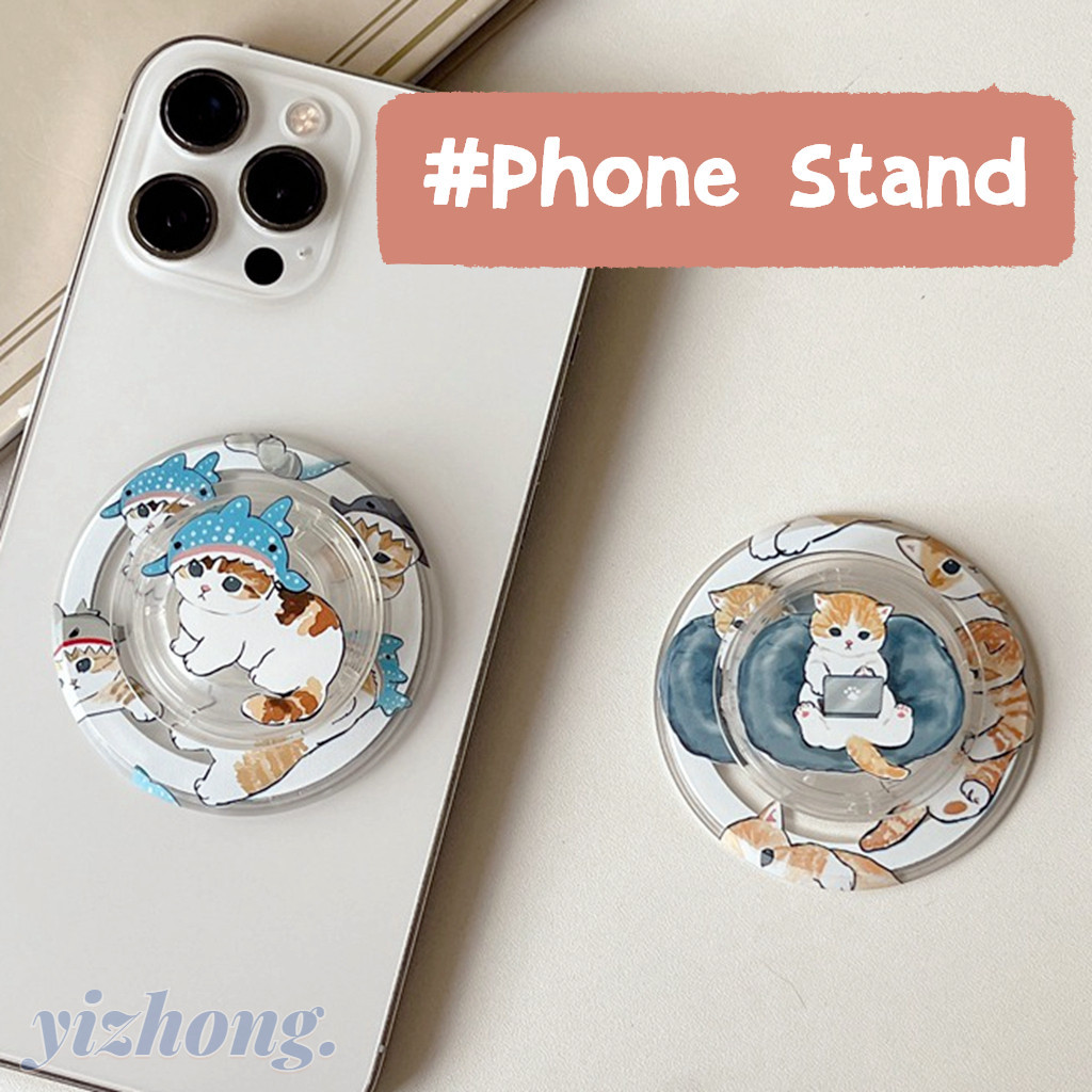 Phone Holder Magnetic Attraction Round Shape Kickstand Cute Cartoon ...