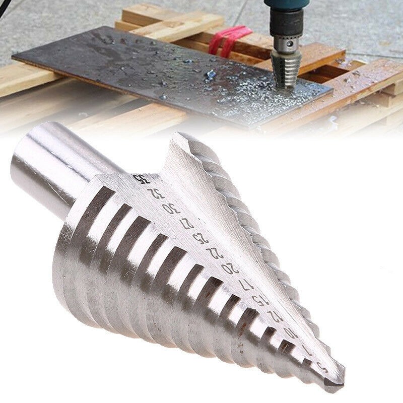 Step Drill Bit High Speed Steel Cutter 5-35mm 13 Steps Size Cone Drills ...