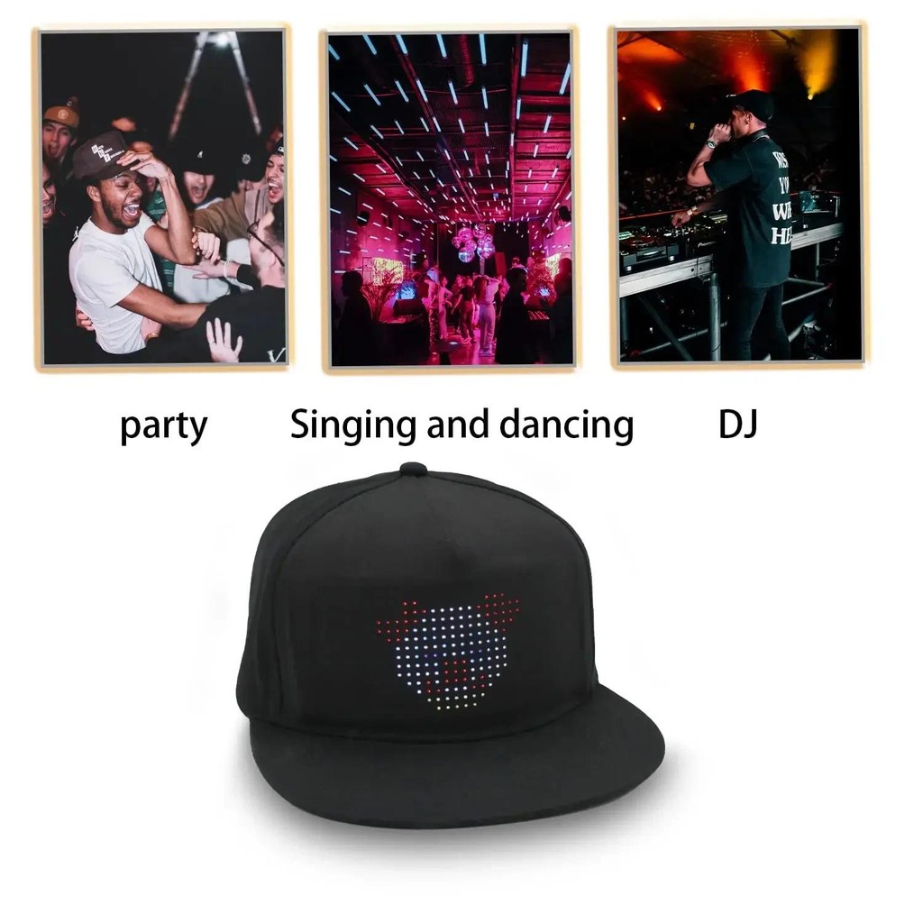Luminous LED Cap DIY Custom Words Flashing Scrolling Message LED Caps ...