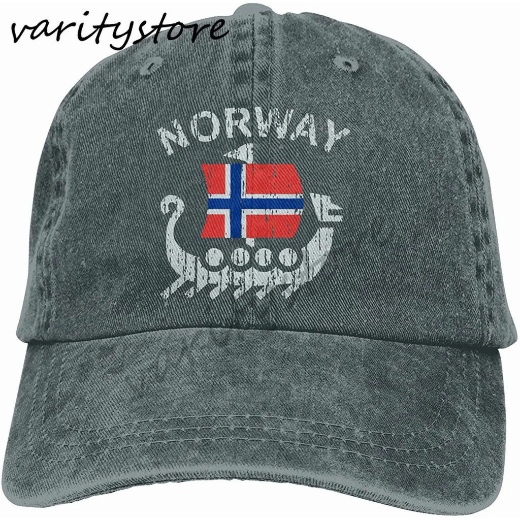 Washed Norwegian Flag Norway Dragon Boat Cotton Denim Baseball Cap Hat ...