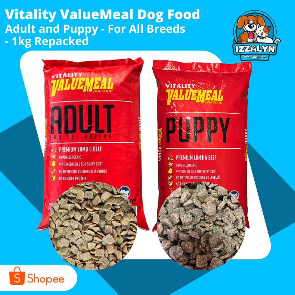 Vitality Value Meal Dog Food for Adult/Puppy 1kg Repacked Premium