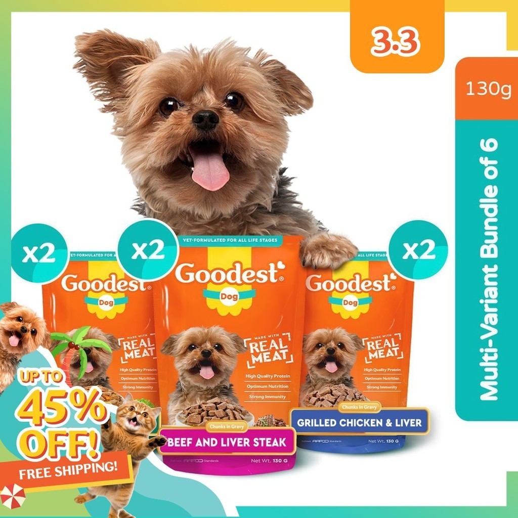 Goodest Dog Multivariant Wet Dog Food Pouch 130g Bundle Pack of 6