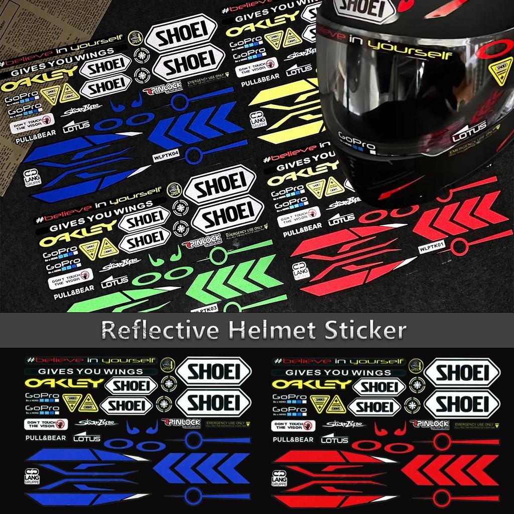 Reflective Motorcycle Helmet Sticker SHOEI HJC KYT GoPro Vinyl Decals ...
