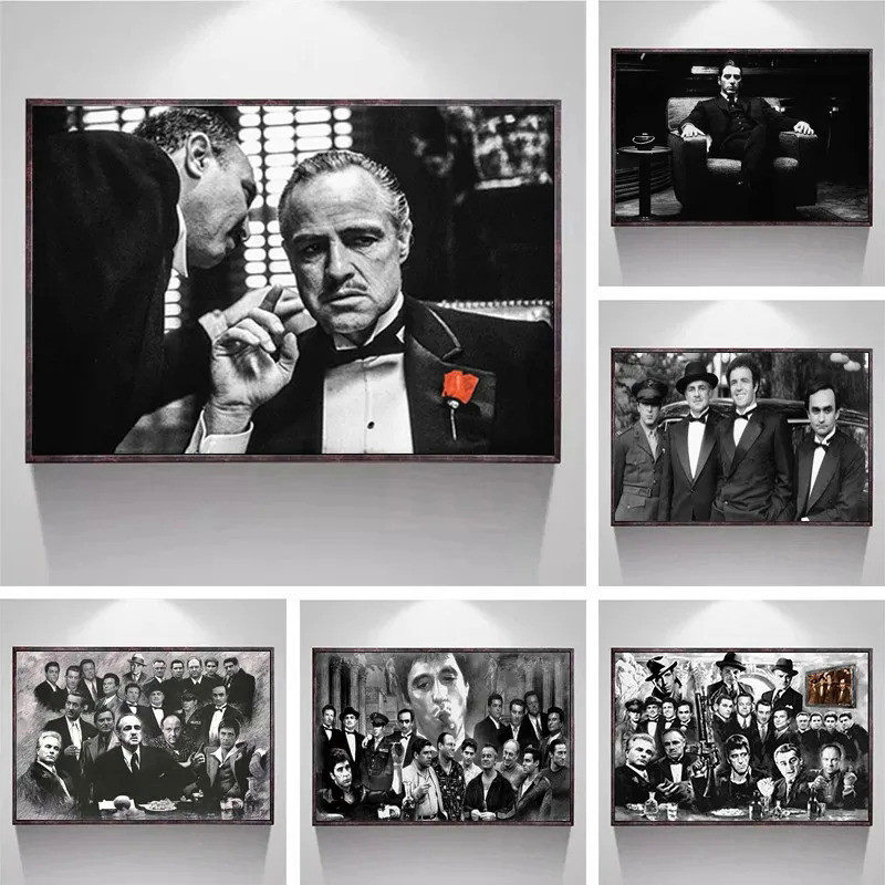 Classic Black and White Movie Posters Mafia Film Prints Vito corleon Al ...