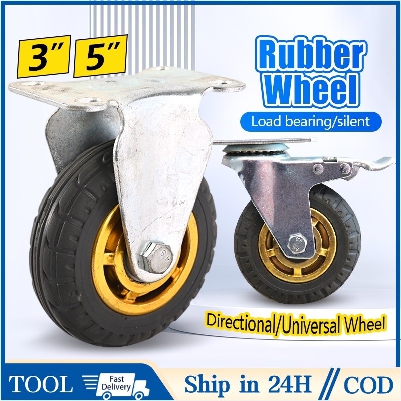 3-5 Inch Heavy Caster Wheel Noise Reduction Reduction Rubber Trolley ...