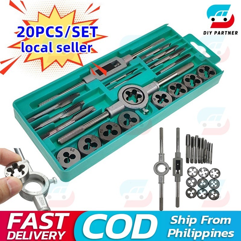 20PCS Adjustable Tap and Die Set Hand Tap Wrench threader Metric ...