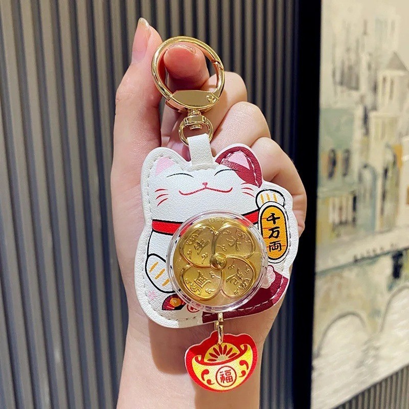 Lucky cat Fortune cat keychain Fengshui Maneki Neko New year gift 2024 ...