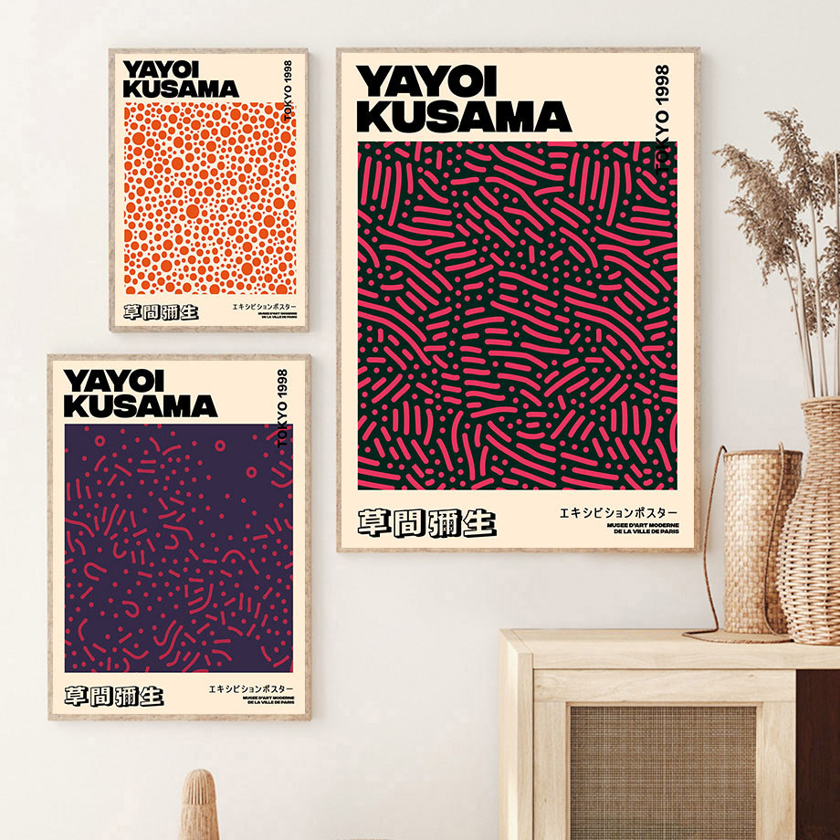 Retro Yayoi Kusama Dots Line Abstract Tokyo Poster And Prints Modern ...