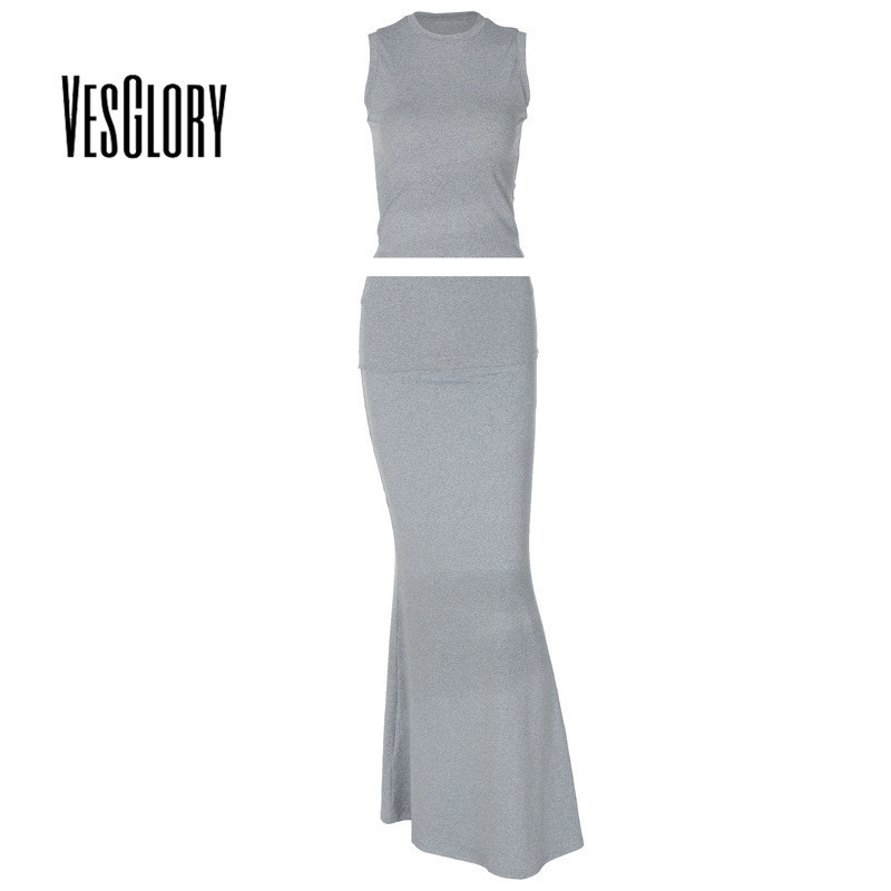 VesGlory Women Individual Sets 2024 New Fashion Solid Color Sleeveless ...