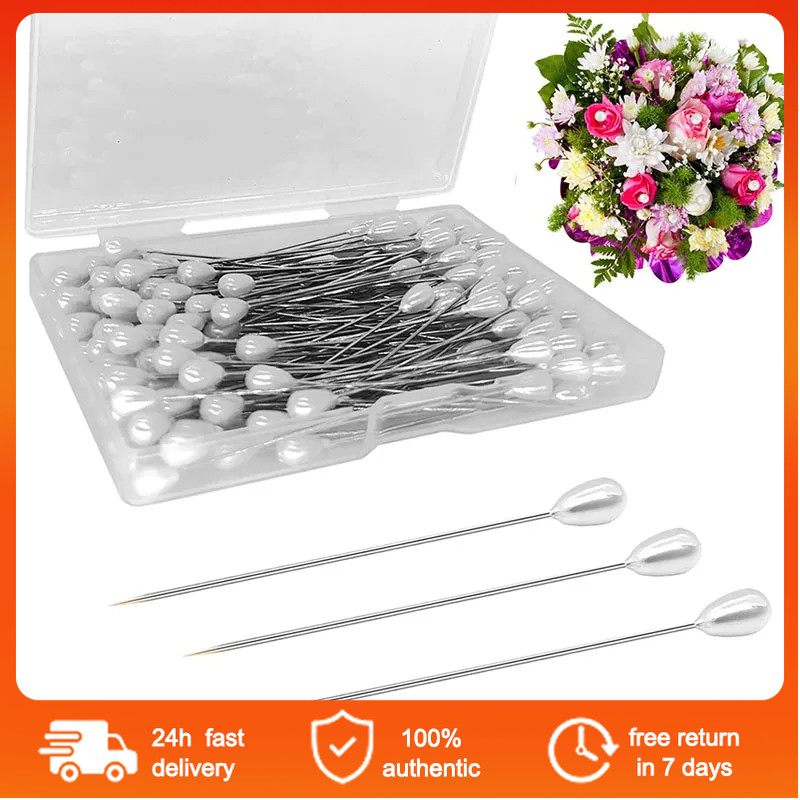 [Ready Stock] 100pcs/Box Colorful Pearl Head Pins Sewing Pins With Head ...