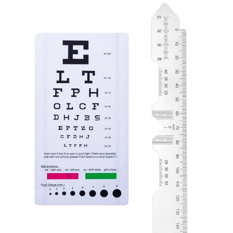 Cons Eye Chart PD Ruler Eye Occluder Pocket Eye Test Chart for Visual ...