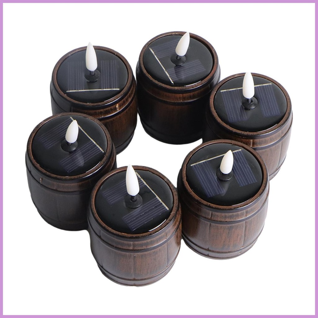 Solar Powered Led Lights 6X Waterproof Wine Barrel Light Table Decor ...