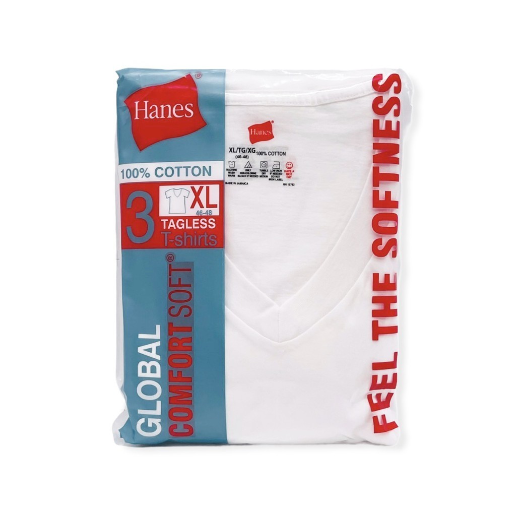 Hanes Round Neck and V-Neck T-shirt cotton (3 PCs per pack