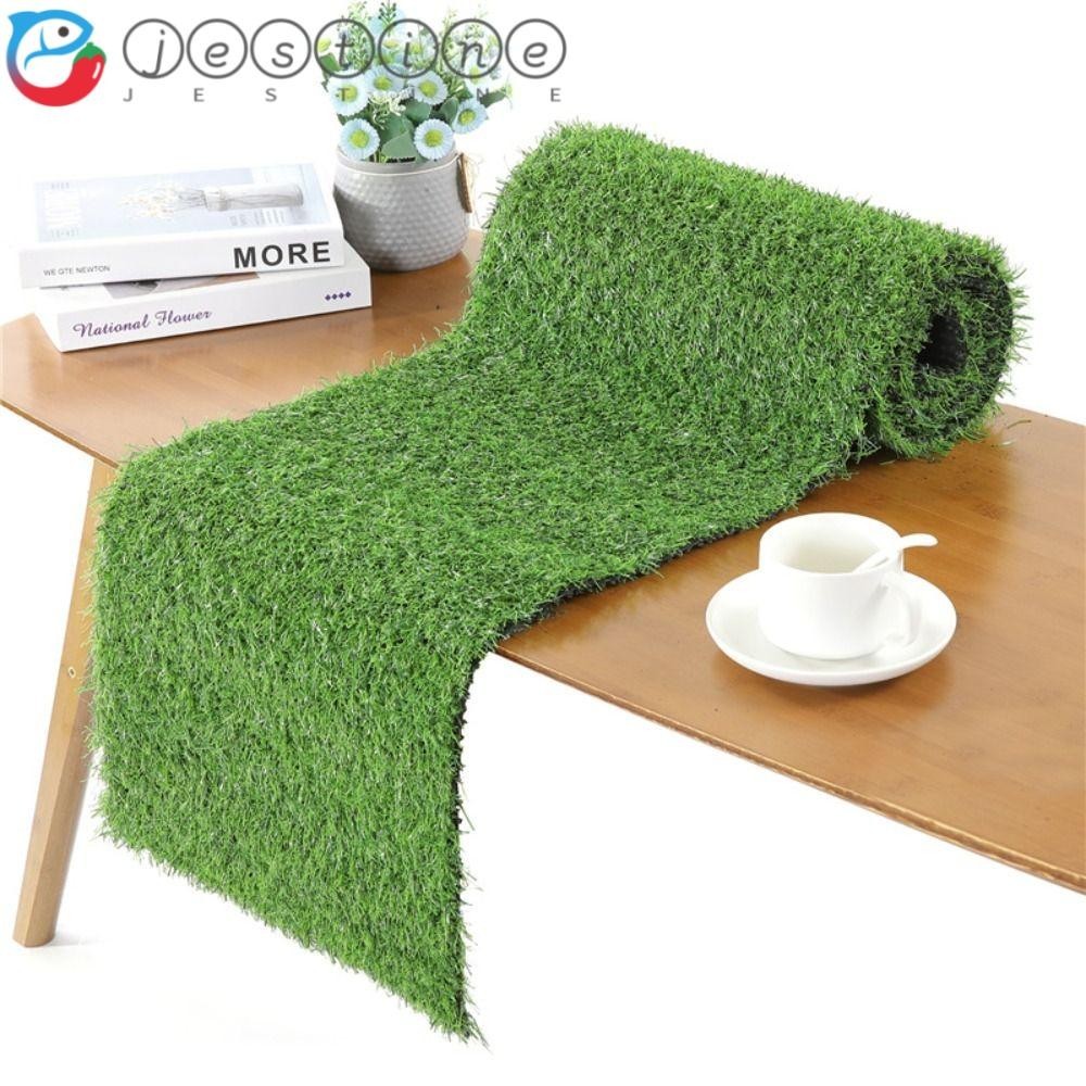JESTINE Artificial Grass Table Runners, Realistic Grass Rustic Style