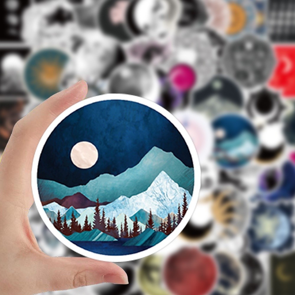 Space Camping Travel sticker sun moon Waterproof Different Styles 60pcs ...