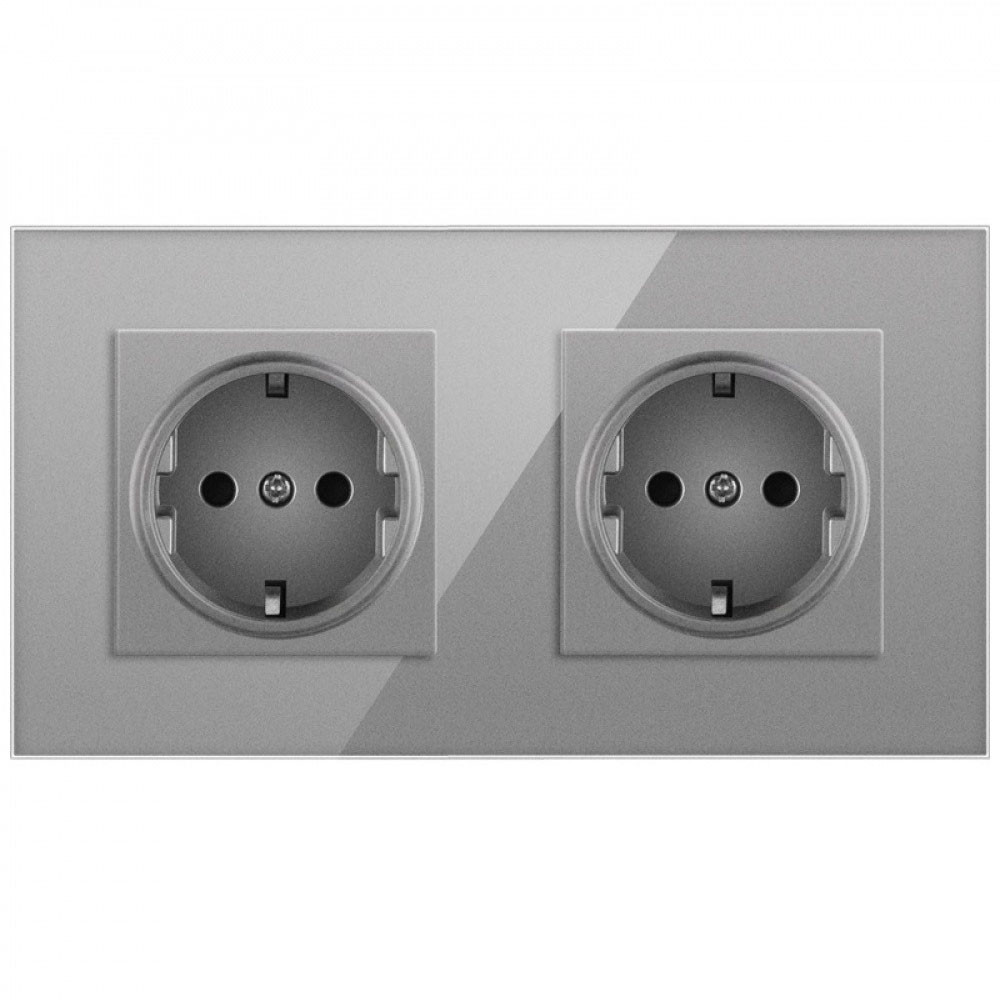 2 Way Crystal Glass Wall Panel Power Socket Plug 16A European Standard ...