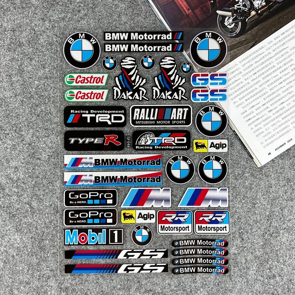 BMW Reflective Motorcycle Stickers Racing Fuel Tank Shock Side Strip ...
