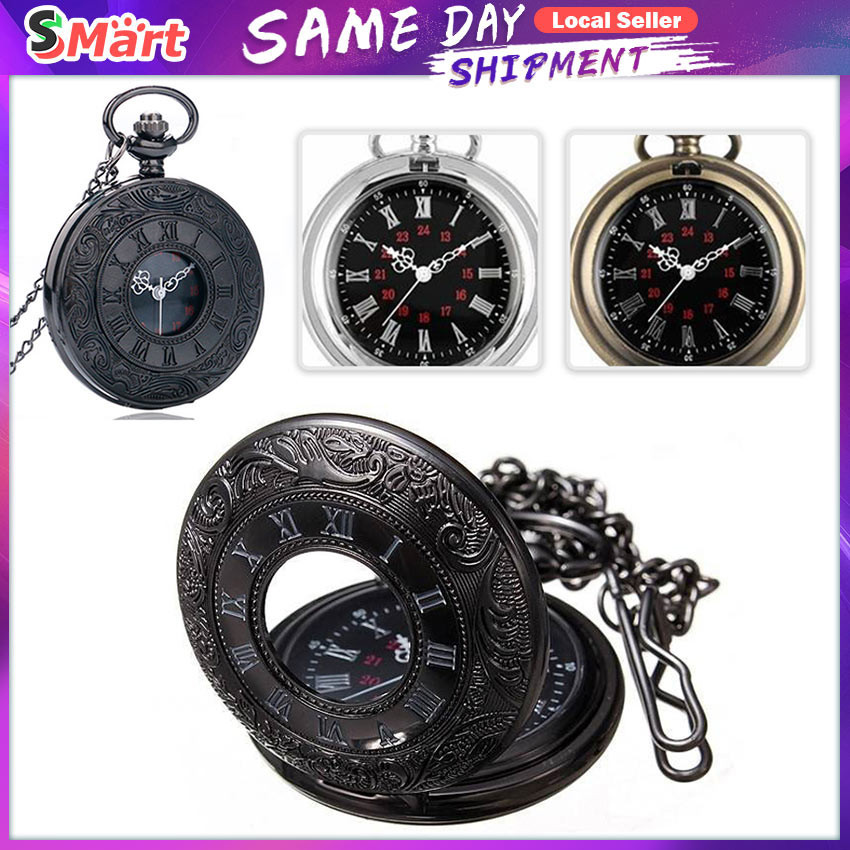 Quartz Pocket Watch Gift Rome Vintage Antique Hollow Mechanical Style ...