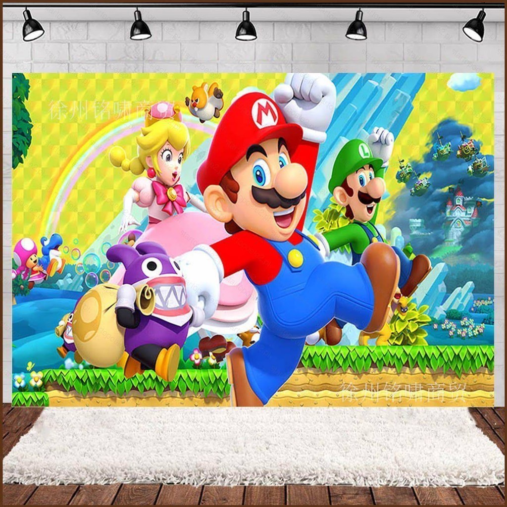 Kira Mario Birthday backdrop banner tapestry party decoration photo ...