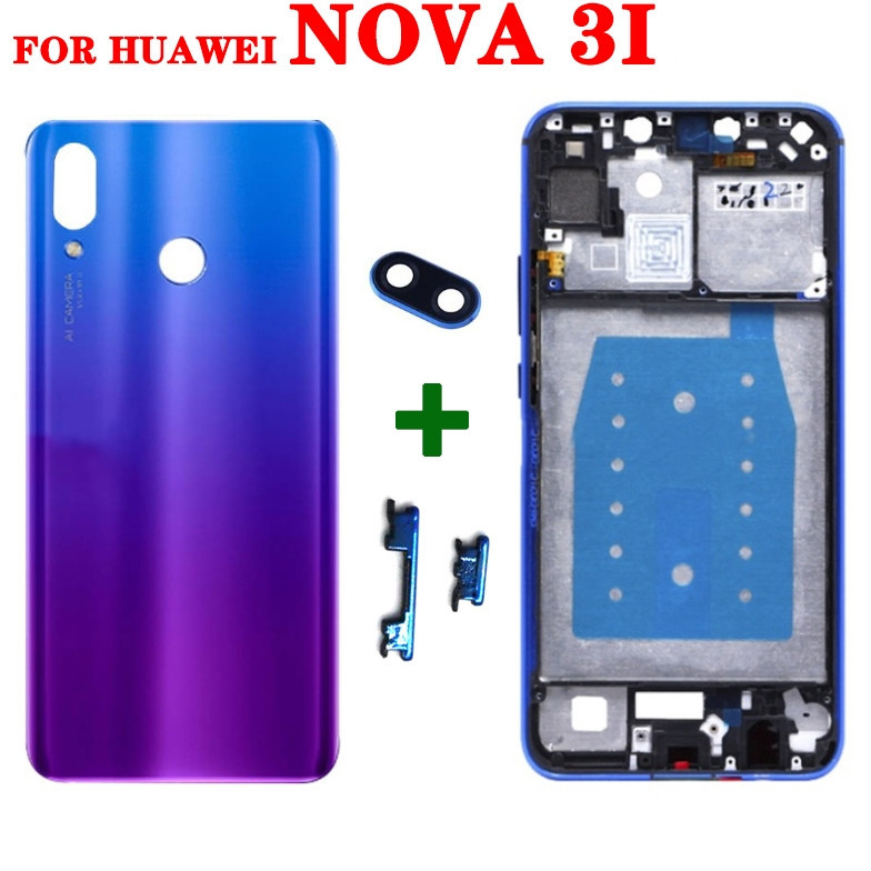 Back Housing Frame For Huawei Nova 3i Battery Cover Middle Frame And On Off Volume Buttons 9546