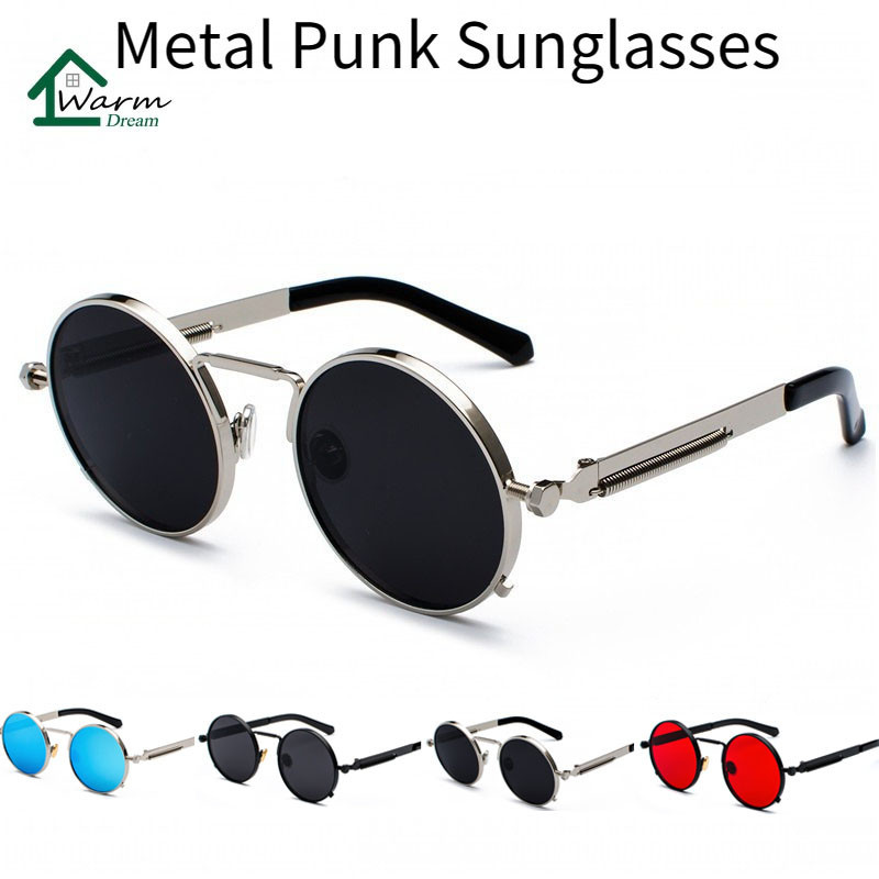 Classic Punk Sunglasses Retro Mens Womens Round Metal Steampunk Sunglasses Gothic Glasses 9055