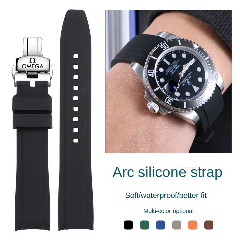 18 20 21 22mm Curved Silicone Strap For Omega Straps Swatch Co branded 