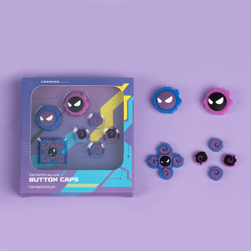Luminous Ghost Silicone ABXY Cross Button Caps Silicone Thumb Grips Set ...