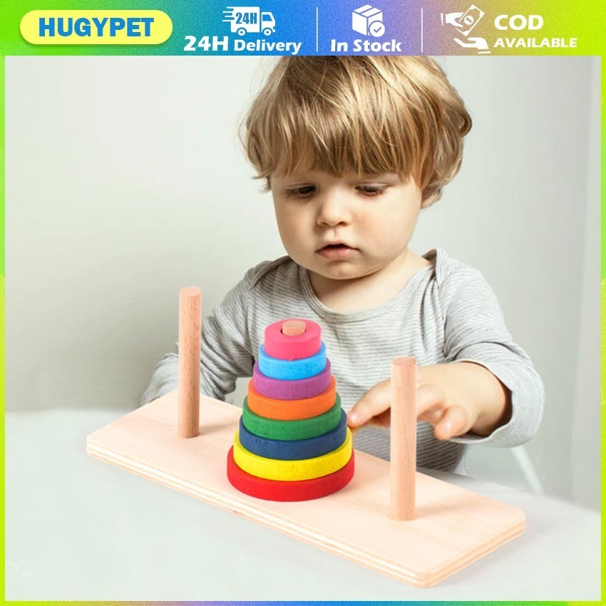 Tower Of Hanoi Educational Toys Wooden Montessori Building Blocks Early ...