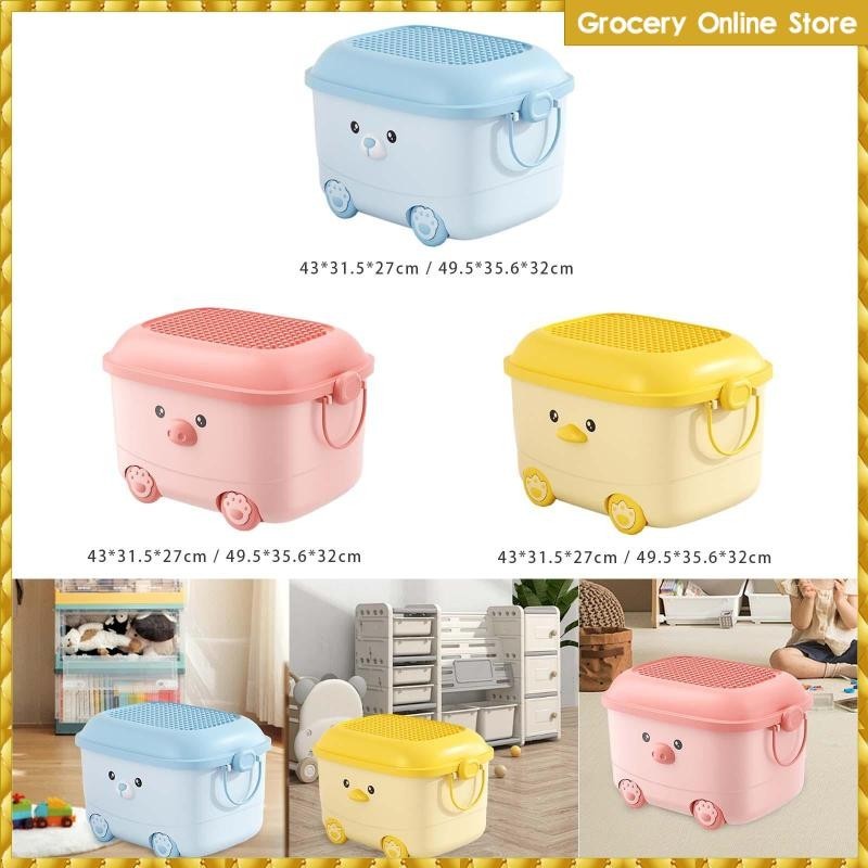 Stackable Toy Storage Box with Wheels Space Saving