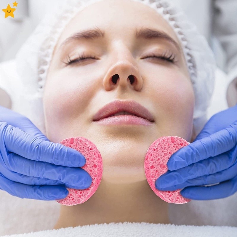 【JP4】10 Pack Round Cellulose Facial Sponges Facial Exfoliator Natural ...