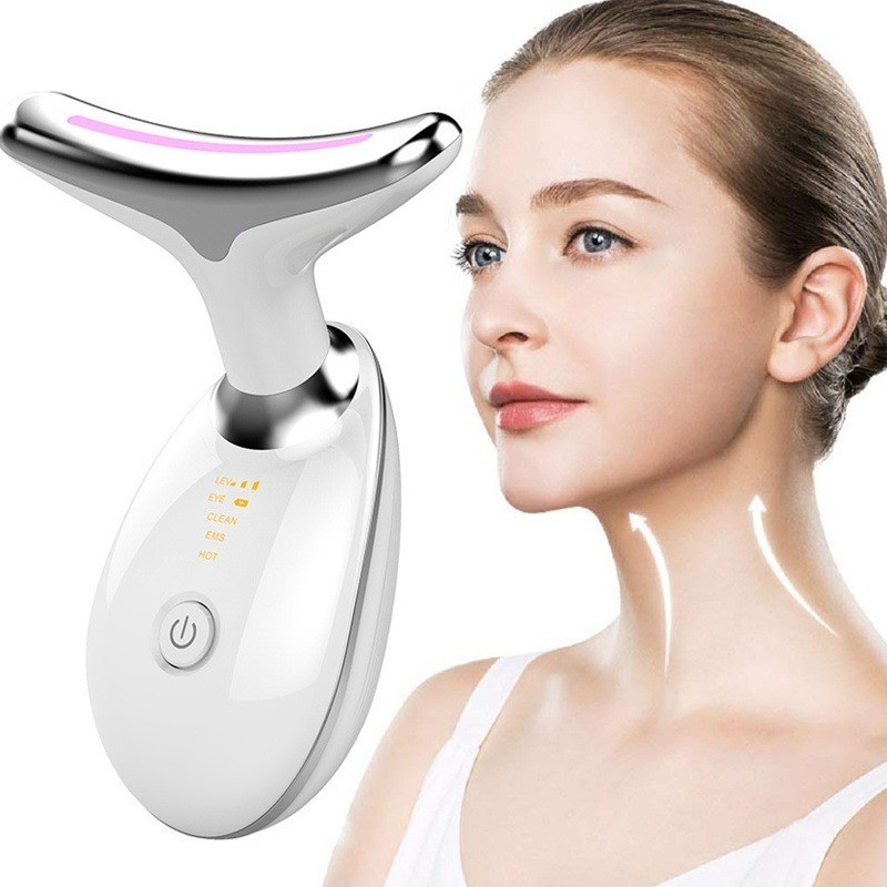 Neck Face Beauty Device 3 Colorful LED Lights Photon Therapy Skin ...