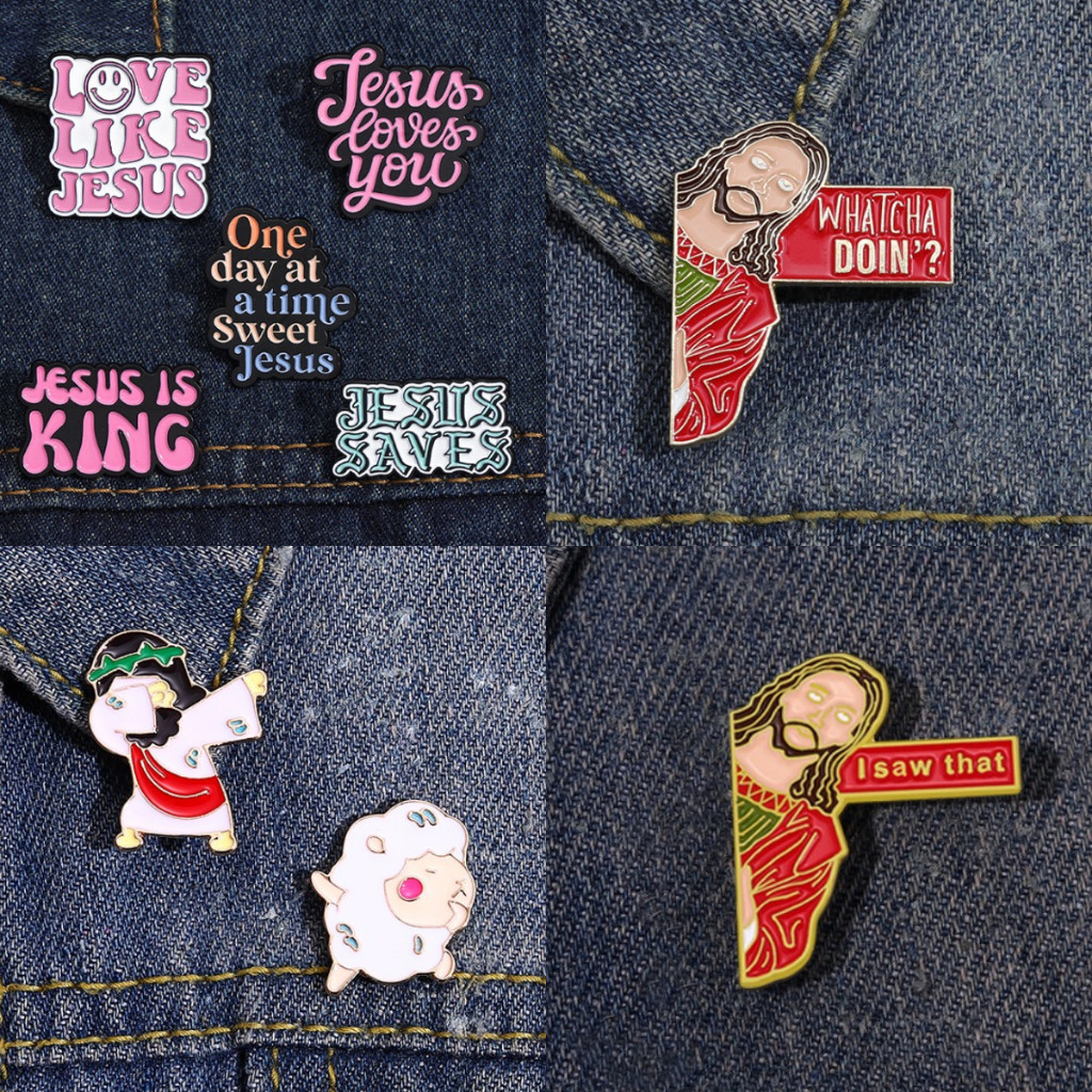 40 Styles Jesus Badges Messiah Lapel Pins Cartoon Character Brooches ...