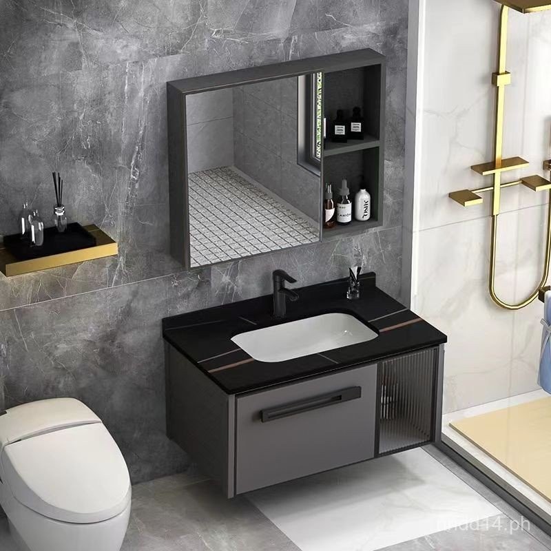 Slate Space Bathroom Cabinet Set Simple Wash Basin for Small Bathroom ...