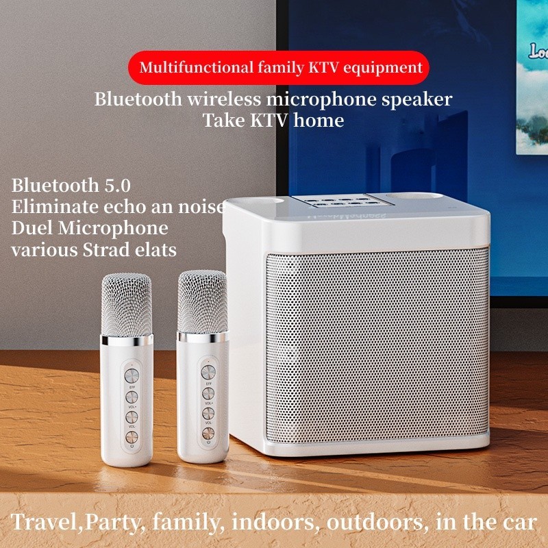 Wireless Microphone Bluetooth Portable Audio Karaoke Speaker with ...