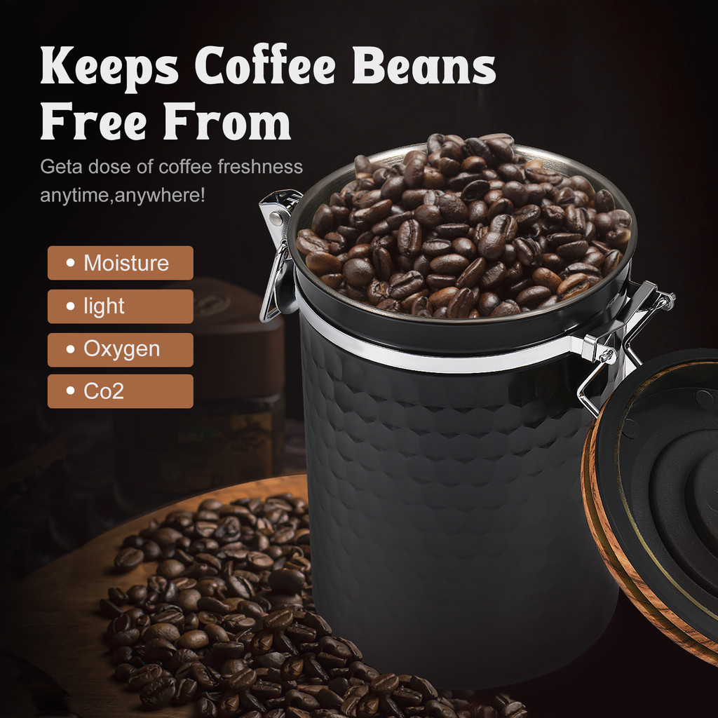 Airtight Coffee Canister For 500 G Coffee Beans With Vacuu Lid