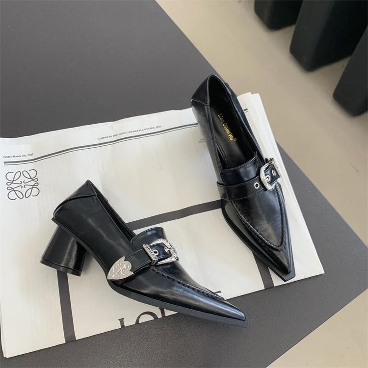 Height Increasing Buckle Strap Thick Heel High Heels