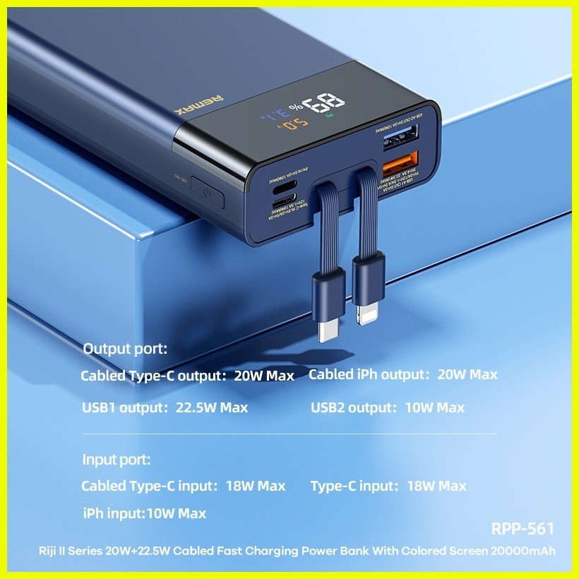 Remax RPP-561 Powerbank 20000mAh 20W+22.5W PD+QC Fast charge Power Bank ...
