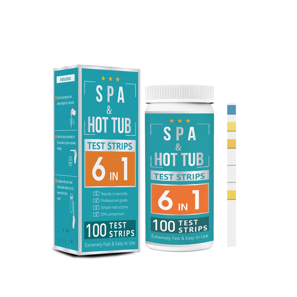 6in1 Quick & Accurate Hot Tub Spa Pool Test Strips 100pcs Alkalinity