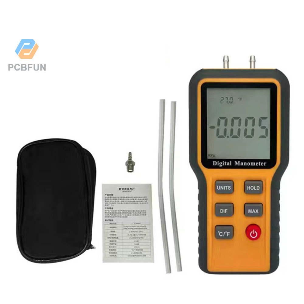 Digital Manometer With LCD Display - 12 Pressure Units Temperature Measurement Tool