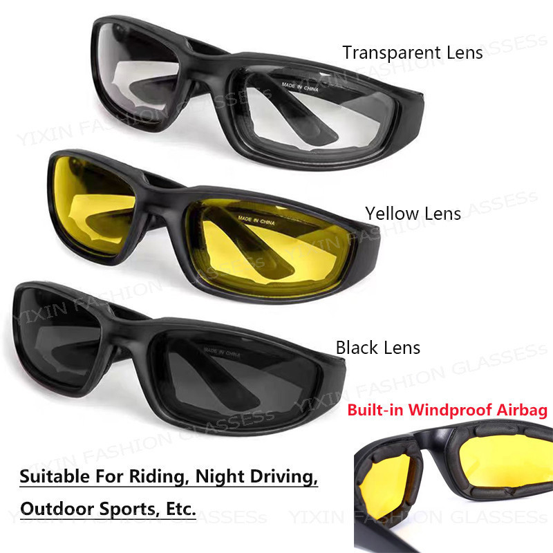Hot Sale Anti-Glare Motorcycle Men Glasses Night Driving Lens Square  Glasses Outdoor Sunglasses Contains The Sponge Shades For Men