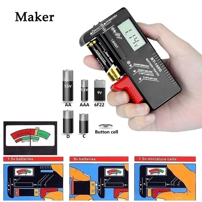 Digital Battery Tester Universal Battery Tester BT-168D Volt Checker ...