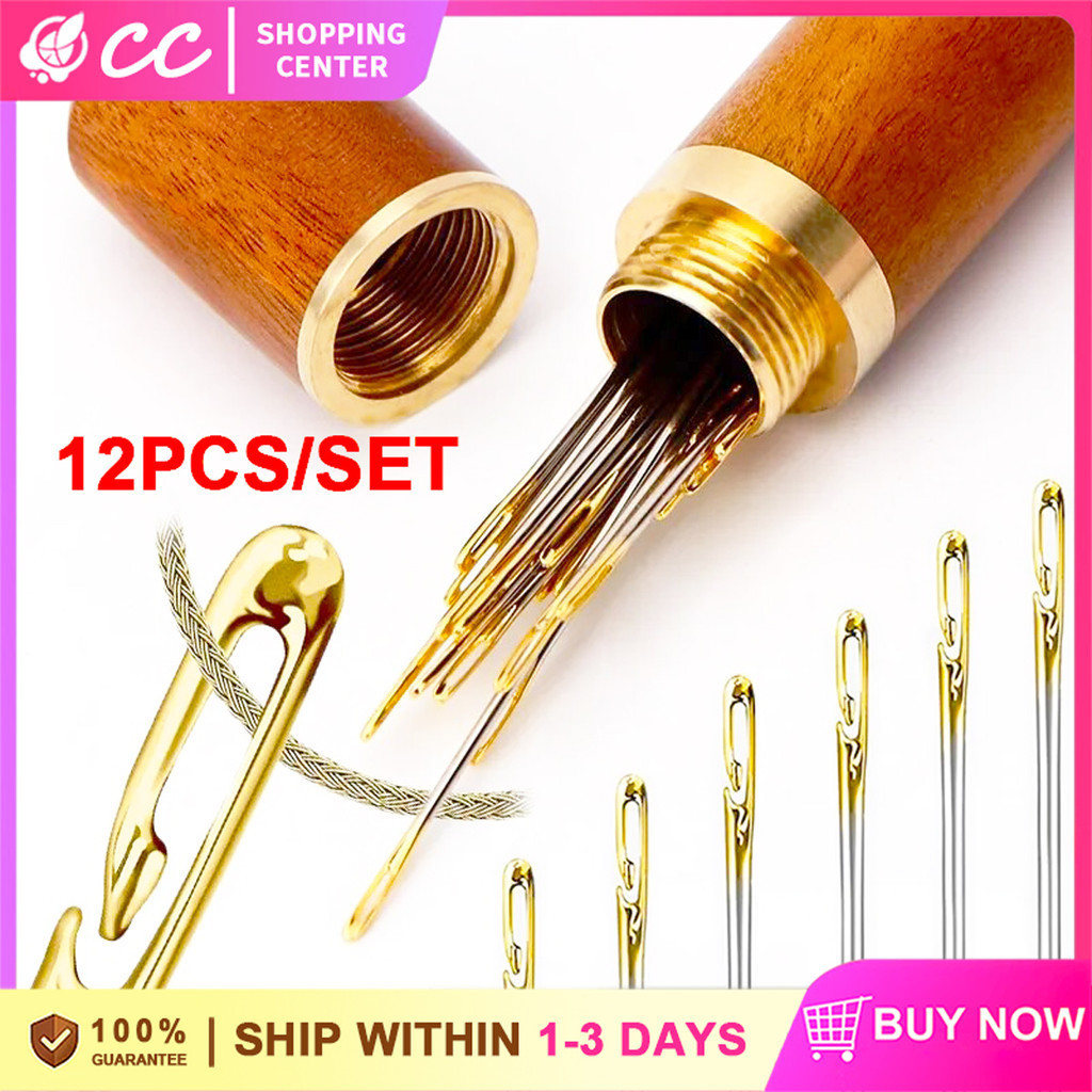 12 PCS Multi-size Sewing Needle Self-threading Needle Stainless Steel ...